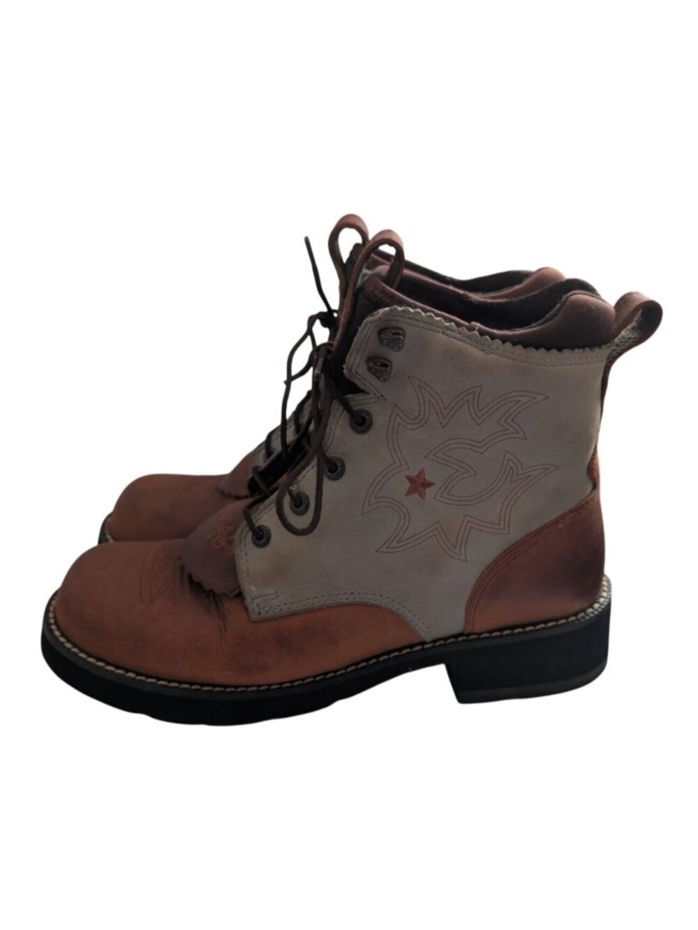 Ariat Probaby Lacer Star Kiltie Western Boot Womens 10 B Two Tone Cowgirl